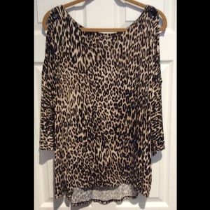 Leopard Print Cold-Shoulder Top size 1X